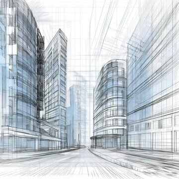 city Background architectural with drawings of modern. generative ai © WS Studio 1985