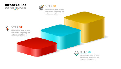 Infographic template. 3d rising stairs with 3 steps