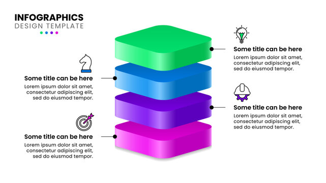 Infographic template. Tower with 4 isometric squares