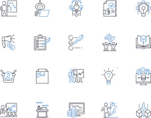 Organizational development line icons collection. Strategy, Culture, Change, Communication, Leadership, Training, Performance vector and linear illustration. Collaboration,Vision,Alignment outline