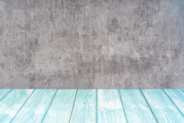 The Blue Wood floor and black old wooden wall, empty room for background.