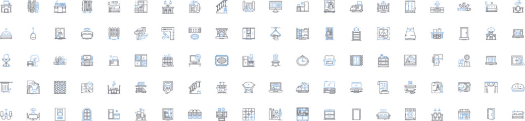 Visual design line icons collection. Composition, Typography, Color, Contrast, Balance, Harmony, Hierarchy vector and linear illustration. Proportion,Alignment,Unity outline signs set