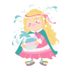 Zodiac signs cute illustration flat.
Little princess like Aquarius astrological sign.
Colorful vector baby illustration isolated on white background.
Astrological symbol as a cartoon character.