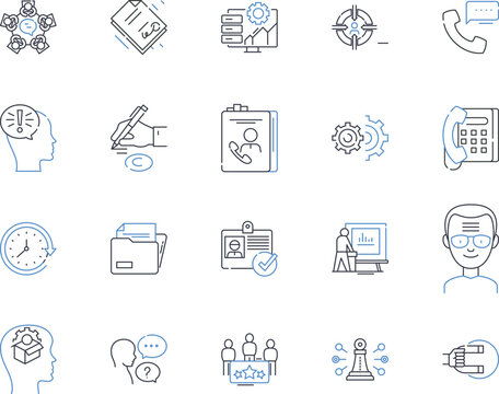 Market relations line icons collection. Cooperation, Demand, Supply, Pricing, Monopoly, Competition, Sharing vector and linear illustration. Interdependence,Partnership,Collaboration outline signs set