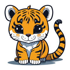 Fototapeta na wymiar tiger cartoon isolated on white