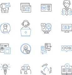 Computerized resources line icons collection. Automation, Digitization, Software, Hardware, Nerks, Databases, Algorithms vector and linear illustration. Cybersecurity,Cloud computing,Virtualization