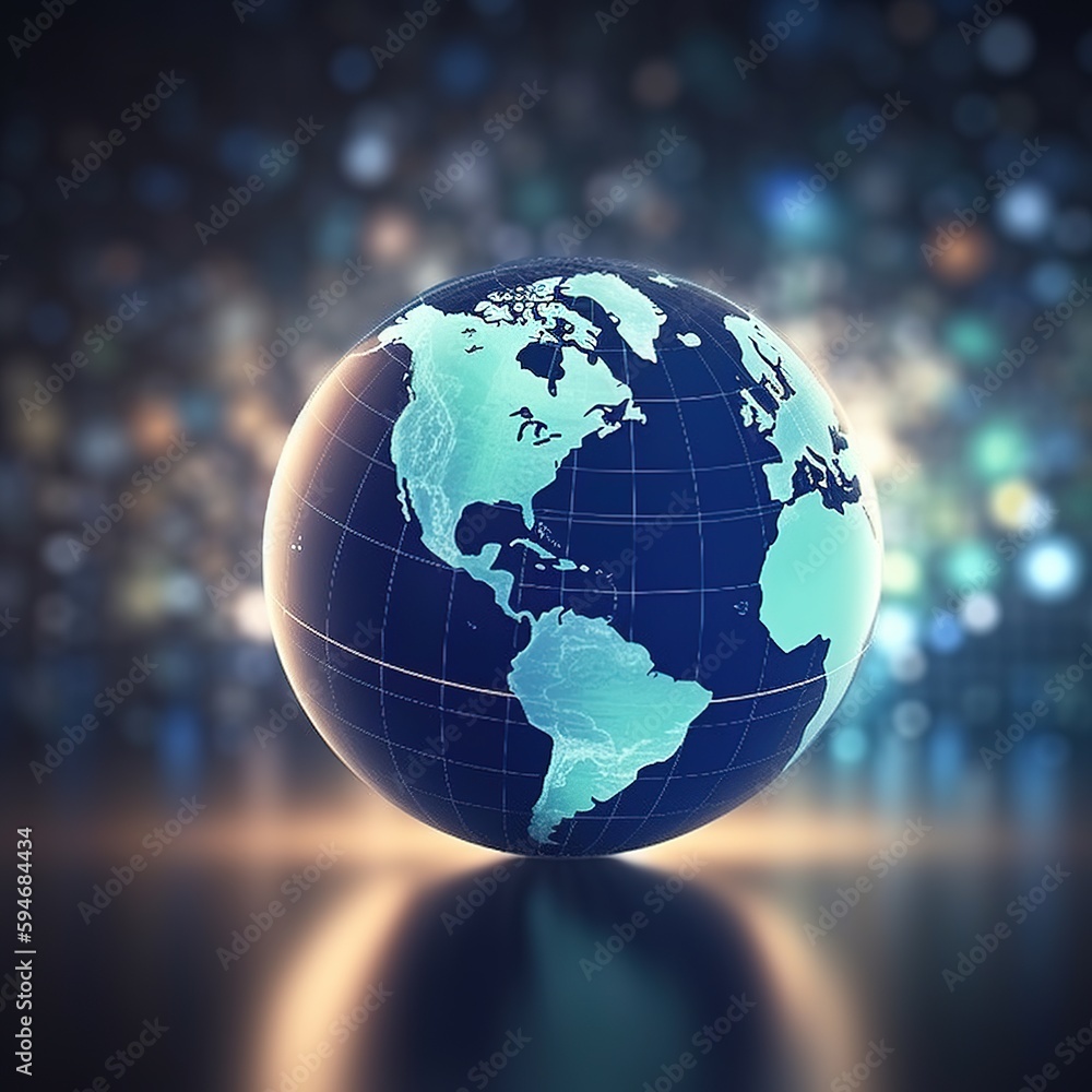 Aufkleber globe on the world, connectivity to a global network. global business point-and-line composition on 