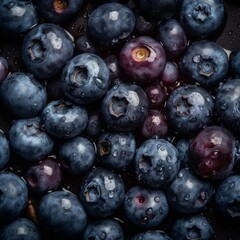 Fresh blueberries with dewdrops