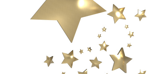 Banner with golden decoration. Festive border with falling glitter dust and stars.