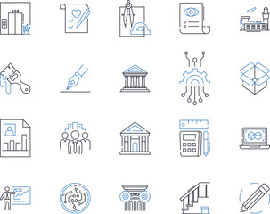 Statistical Techniques line icons collection. Regression, ANOVA, Hypothesis, Probability, Outliers, Sampling, Variance vector and linear illustration. Correlation,Normality,Significance outline signs