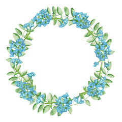 Watercolor frame - illustration with leaf elements, for wedding stationery, congratulations, wallpapers, and more on white background.