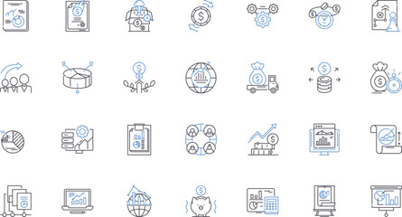 Fototapeta premium Capitalism line icons collection. Competition, Profit, Market, Entrepreneurship, Innovation, Greed, Efficiency vector and linear illustration. Consumerism,Supply,Demand outline signs set