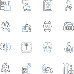 Health services line icons collection. Wellness, Nutrition, Rehabilitation, Therapy, Psychiatry, Counseling, Dentistry vector and linear illustration. Optometry,Pediatrics,Gynecology outline signs set