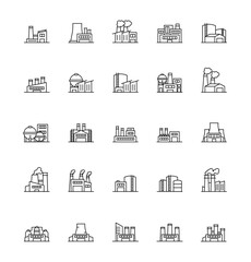 industry factory icon, building, engineer, nuclear power plant for app web logo banner poster icon - Vector