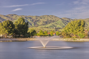 Green Hills Behind Milpitas Lake in the Afternoon