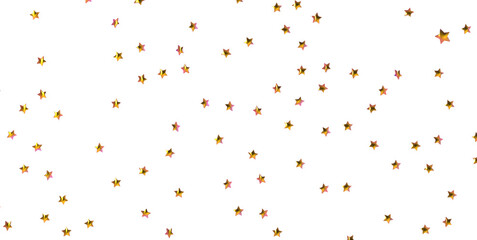 XMAS stars. Confetti celebration, Falling golden abstract decoration for party, birthday celebrate, 3d PNG