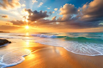 Fototapeta premium Beach with summer vibes, created using generative AI technology