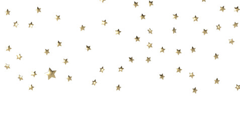 Banner with golden decoration. Festive border with falling glitter dust and stars.  PNG
