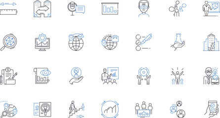 Advancement line icons collection. Progress, Evolution, Innovation, Improvement, Growth, Development, Upgrade vector and linear illustration. Modernization,Enhancement,Augmentation outline signs set