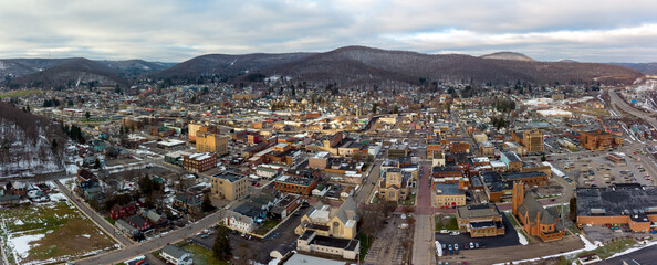 Aerial View of Bradford Pennsylvania in Winter