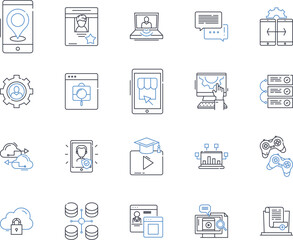 Cyber sleek line icons collection. Cyber, Sleek, Technology, Innovation, Futuristic, Modern, Design vector and linear illustration. Stylish,Streamlined,Digital outline signs set
