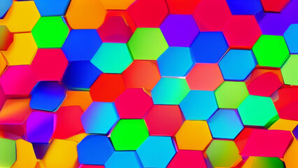 Abstract colorful hexagons background or wallpaper. Generative AI.