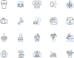 Grassland line icons collection. Prairie, Steppe, Meadow, Savannah, Heathland, Pasture, Range vector and linear illustration. Coppice,Scrubland,Heath outline signs set