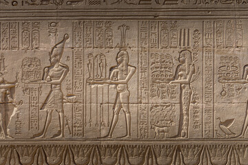 Reliefs on the outside of the Dendera Temple, Egypt