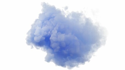 Wispy, light blue cloud on a white background