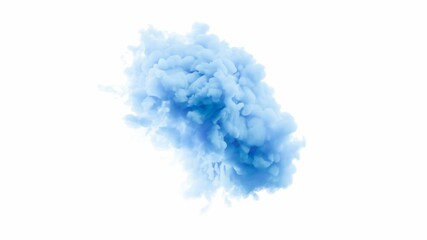 A wispy, light blue cloud on a white background