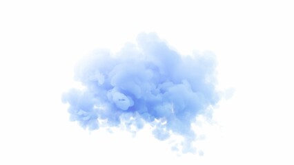 Wispy, light blue cloud on a white background