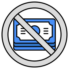 Conceptual flat design icon of no cash 