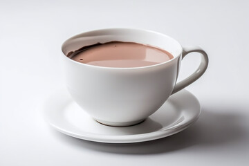 Une tasse de lait au chocolat chaud sur fond blanc » IA générative