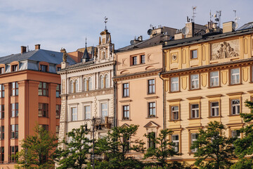 Fototapeta na wymiar Main Square of Old Town, historic part of Krakow, Poland