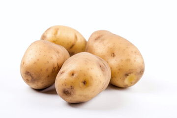 Gros plan sur des pommes de terre sur fond blanc » IA générative