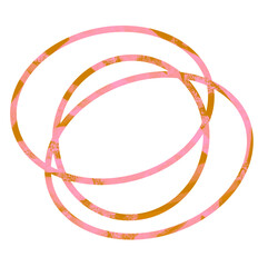 Ocher and pink abstract circles. Round contemporary decorative element. Hand drawn png element isolated on transparent background.