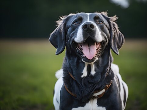 portrait of happy dog in the field. ai generative