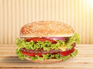 Tasty Chicken burger with cheese and meat, fast food