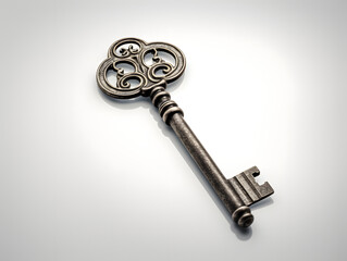 Single Ornate Antique Key with Elaborate Design, ai generated