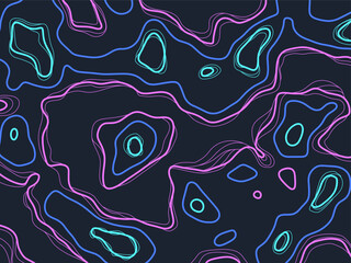 Stylized topographic contour map. 
Abstract background dark blue style.Geographic line mountain relief. Abstract lines or wavy backdrop background.