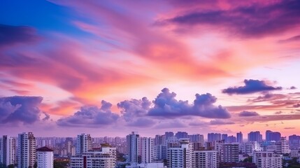 Fototapeta premium City on Twilight: Urban Real Estate Concept with Color Sky
