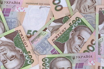 five hundred Ukrainian hrivnya banknotes
