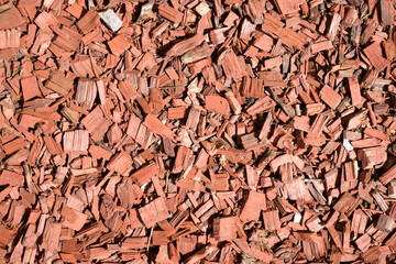 colored oak bark for landscaping, shot close up