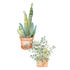 Watercolor Indoor Plants - Elements