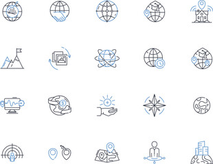 GPS line icons collection. Navigation, Tracking, Location, Satellite, coordinates, Waypoints, Direction vector and linear illustration. Mapping,Roads,Routes outline signs set