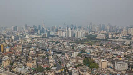Drone aerial photograph of Bangkok, capital city of Thailand