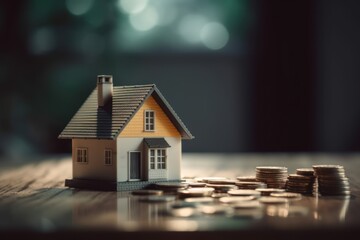 Financial Planning Goals: Coin Stack Inside a Wooden House, generative ai