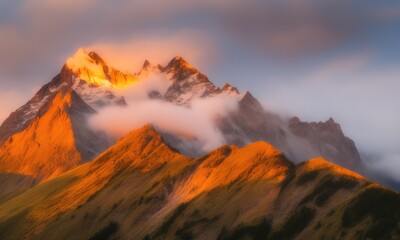 sunset in the mountains
