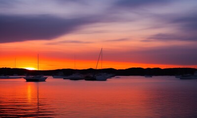 sunset in the harbor