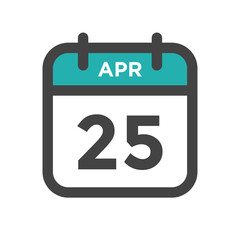 April 25 Calendar Day or Calender Date for Deadline or Appointment